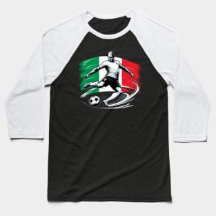 Dynamic Italy Soccer Star in Action - Vector Design Baseball T-Shirt